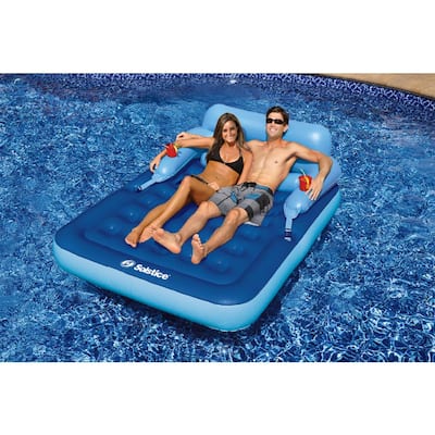 69 in. x 42 in. Luxury Fabric Covered Inflatable Swimming Pool Relaxation  Lounger Float