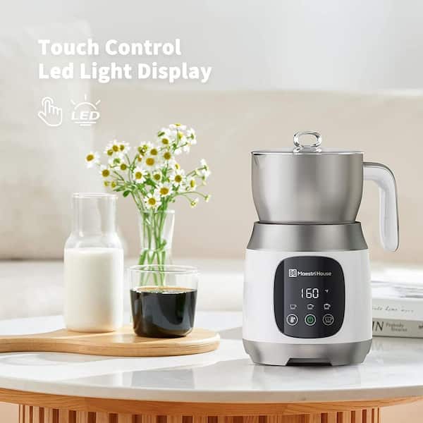 21 Ounce Detachable Smart Touch Digital Milk Frother Pot, White MMF9304 -  White - The Home Depot
