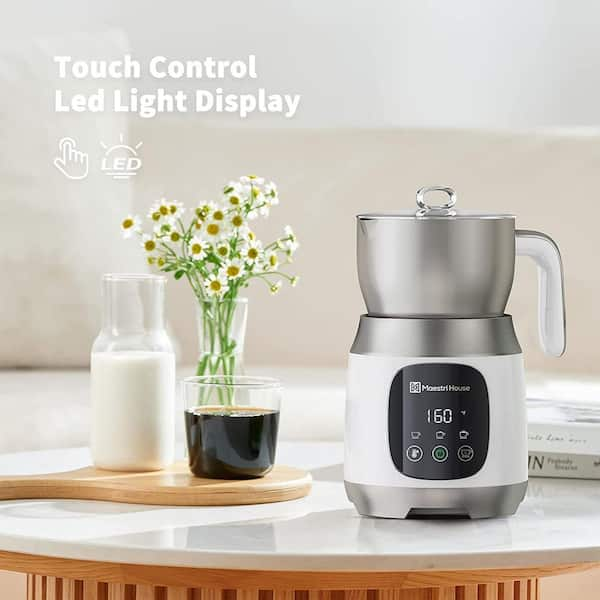 Milk Frother Machine, 4-in-1 Detachable Stainless Steel Hot & Cold Electric  Milk Warmer and Foam Maker with Smart Touch Control and Dishwasher Safe