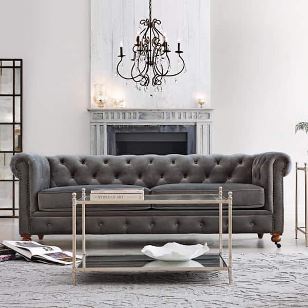 Home Decorators Collection Gordon Grey, Gordon Blue Leather Sofa