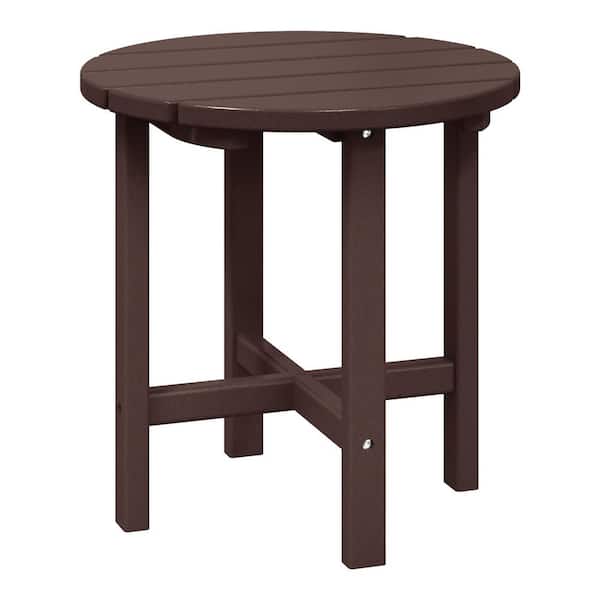 WESTIN OUTDOOR Mason 18 in. Dark Brown Poly Plastic Fade Resistant Outdoor Patio Round Adirondack Side Table