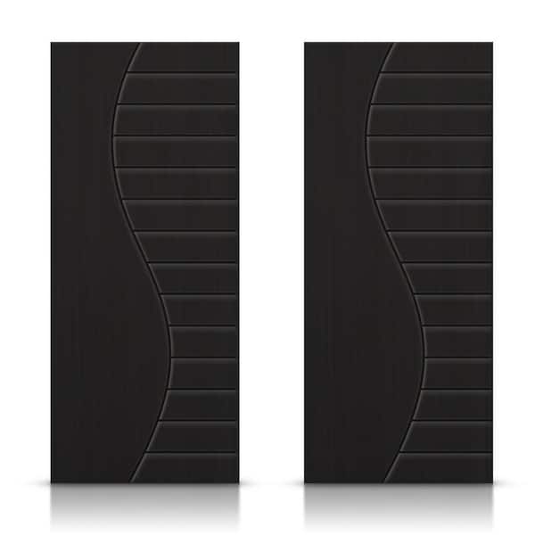 CALHOME 72 in. x 80 in. Hollow Core Black Painted Composite MDF Interior Double Closet Sliding Doors