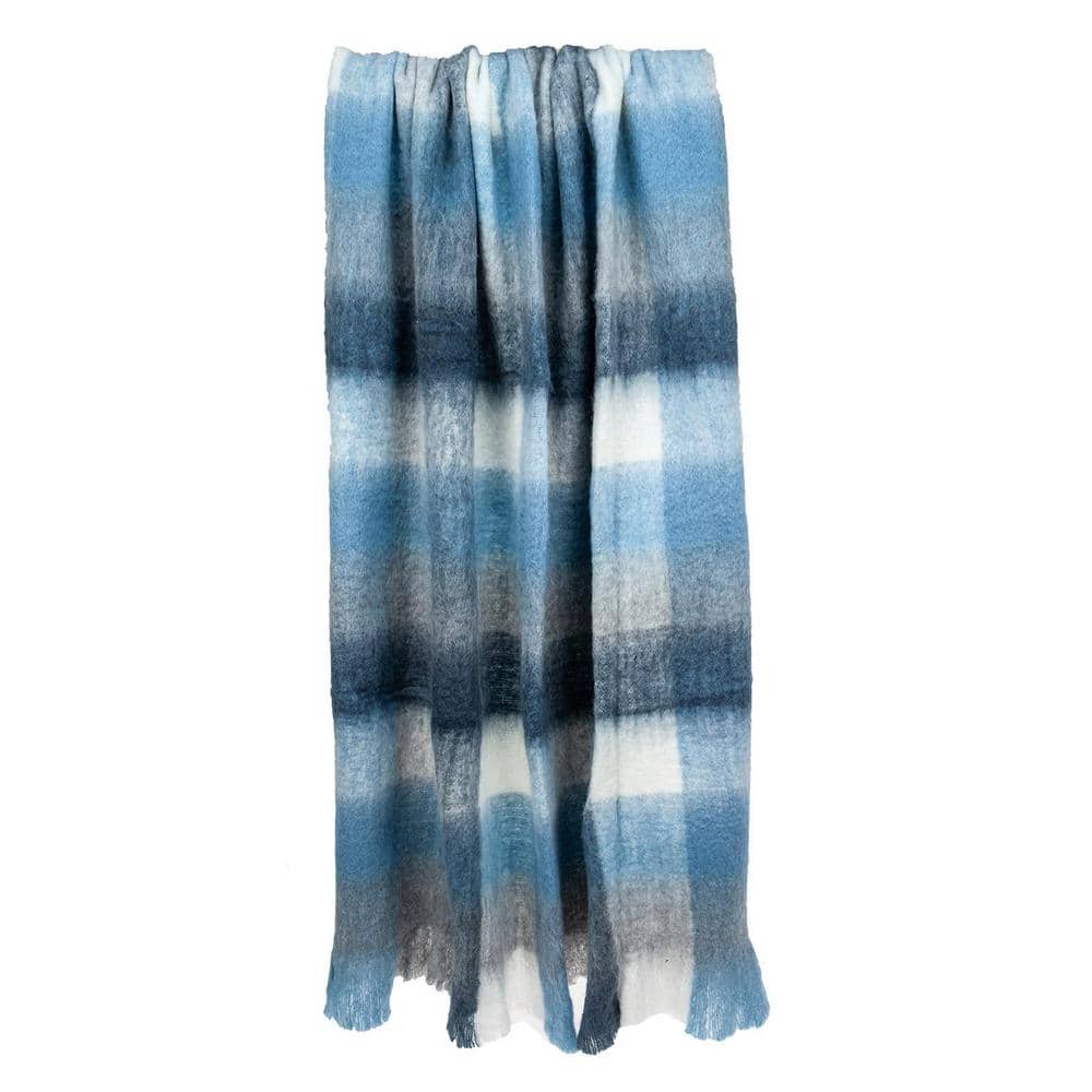 Cabino Lodge Blue and Gray Wool Blend Throw Blanket