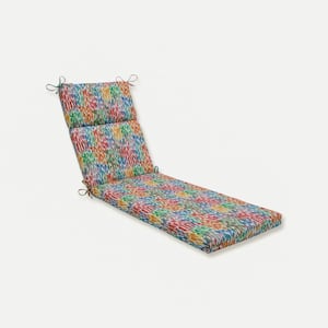 21 x 28.5 Outdoor Chaise Lounge Cushion in Multicolored Make it Rain