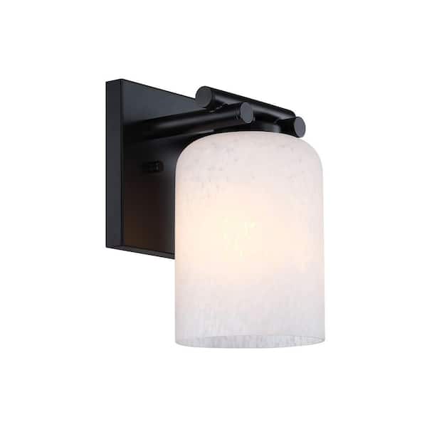 Bluestone Ridge 6 in. 1-Light Matte Black Indoor Wall Sconce Light for Bathrooms