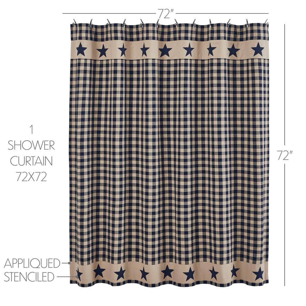 Navy and Khaki Cotton Americana Shower Curtain 72x72