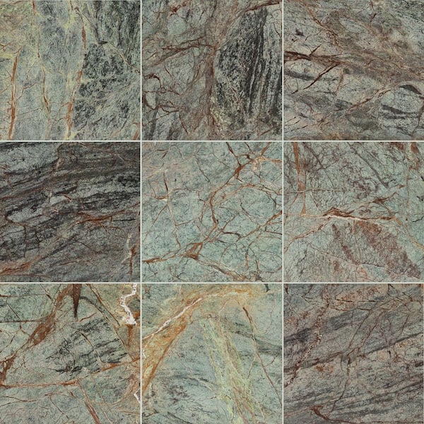 MSI Take Home Tile Sample - Verde Amazonia 4 in. x 4 in. Polished Marble Floor and Wall Tile