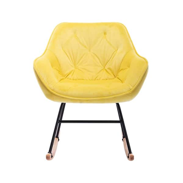 yellow velvet rocking chair