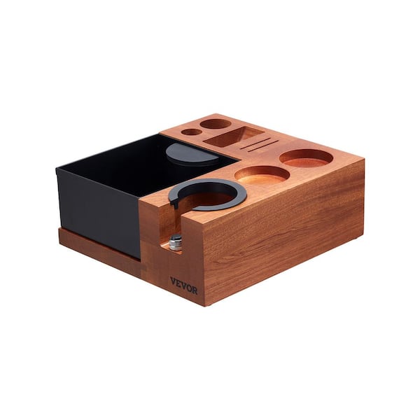 VEVOR Espresso Tamping Station Sapele Wood 1 Cup Black Espresso Machine Tamping Station with 51-58 mm Handles in Brown