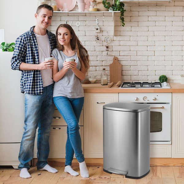 happimess Connor Rectangular 13 Gal. Stainless Steel Trash Can