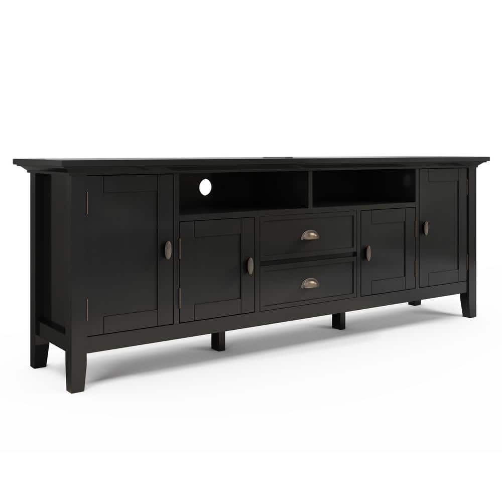 Brooklyn Max Stanwick 72 In Black Wood Tv Stand With 1 Drawer Fits Tvs Up To 80 In With Storage Doors Bmred72 Bl The Home Depot