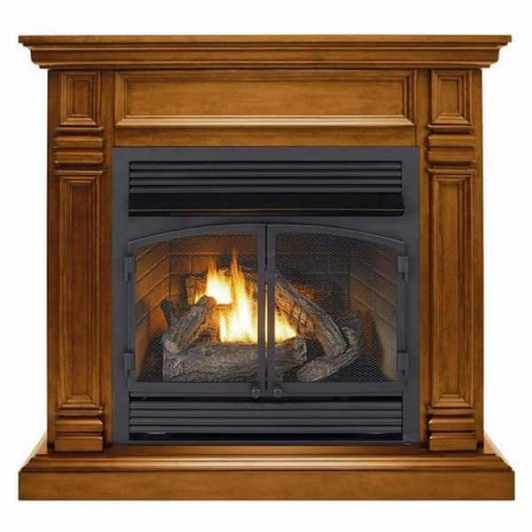 Duluth Forge Dual Fuel Ventless Gas Fireplace - 32,000 BTU, Remote Control, Apple Spice Finish