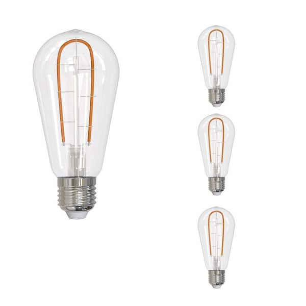 Bulbrite 25 - Watt Equivalent ST18 Dimmable Medium Screw LED Light Bulb Amber Light 2100K 4 - Pack