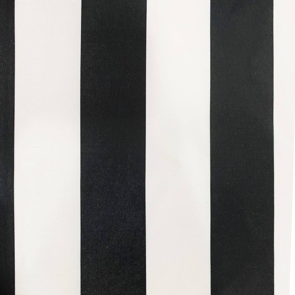Black Striped Polyester Light-Filtering Grommet Outdoor Curtains