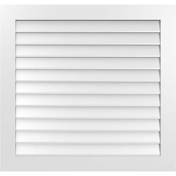 Ekena Millwork 40" x 38" Rectangular White PVC Paintable Gable Louver Vent Non-Functional