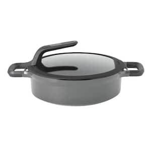 GEM Stay Cool 4.1 qt. Cast Aluminum Nonstick Saute Pan in Gray with Glass Lid