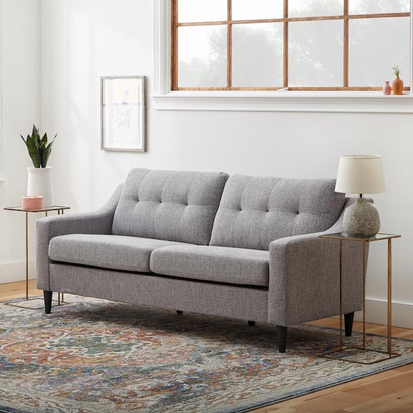 Brookside Ellen 75 in. Slope Arm 3-Seater Sofa in Light Gray