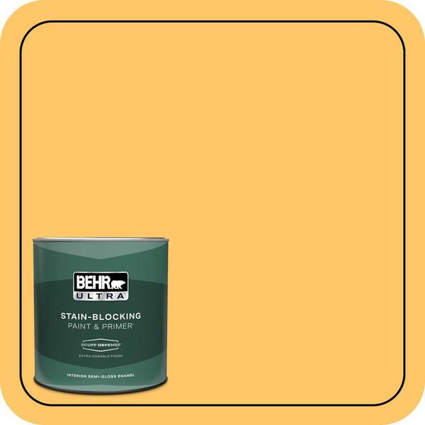 BEHR ULTRA 1 qt. Home Decorators Collection #HDC-SP16-05 Daffodil Extra Durable Semi-Gloss Enamel Interior Paint & Primer
