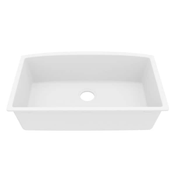 Undermount Quartz/Granite Composite 32 in. Single Bowl Kitchen Sink in White