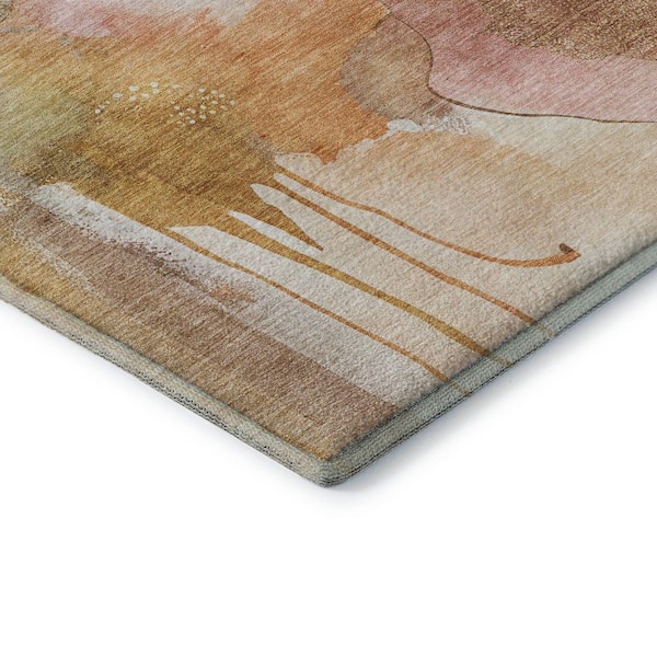 Mayfield Premium Machine Washable Abstract AMF2019 Mauve 3 ft. x 5 ft. Area Rug