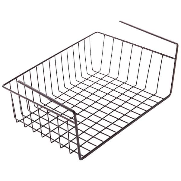 Rectangular Undershelf Storage Basket Snug Fit Arms Iron Wire