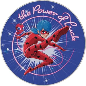 Miraculous Ladybug Blue 3 ft. 11 in. Round Power of Luck Area Rug