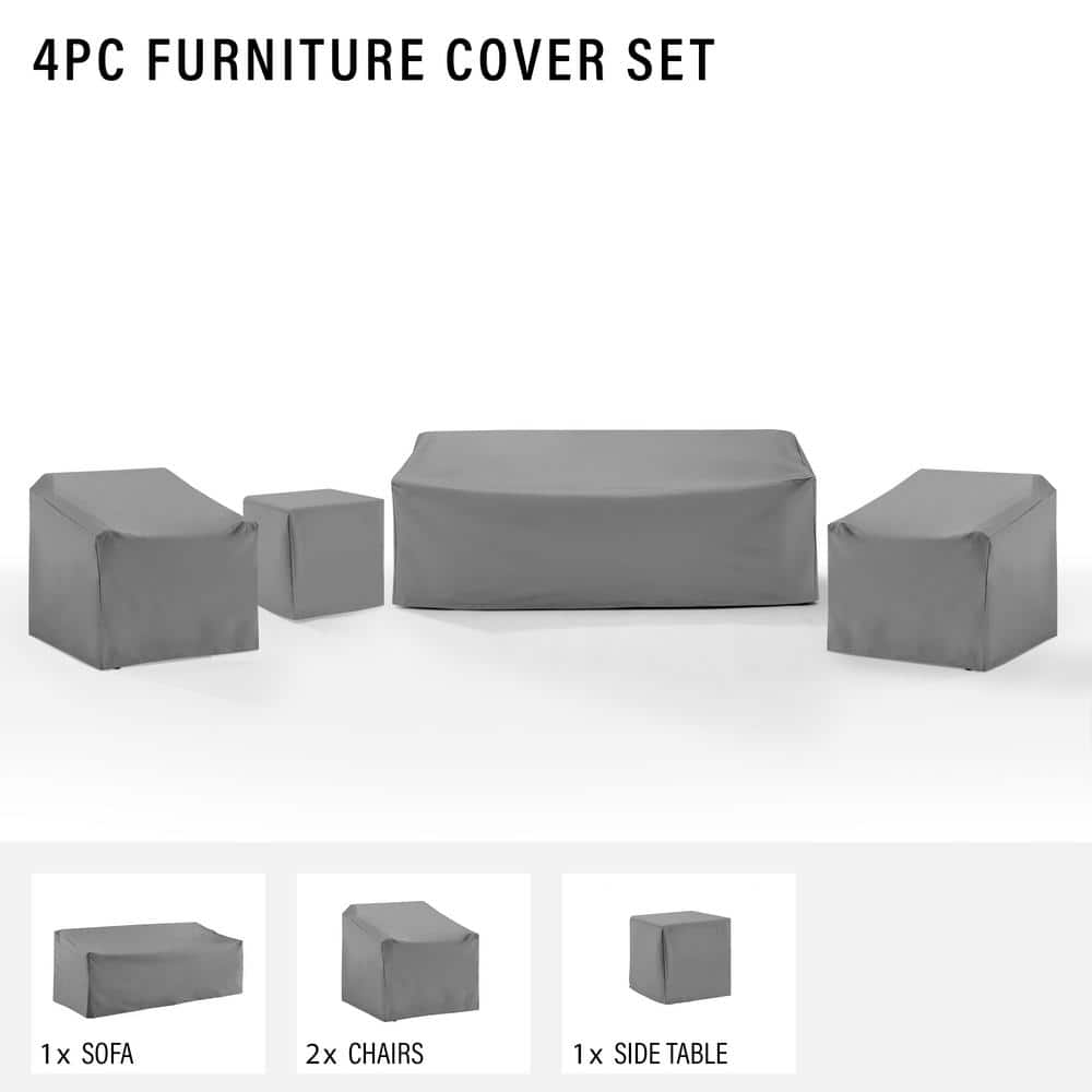 Gray Heavy-Duty Vinyl 4-Piece Outdoor Furniture Cover Set