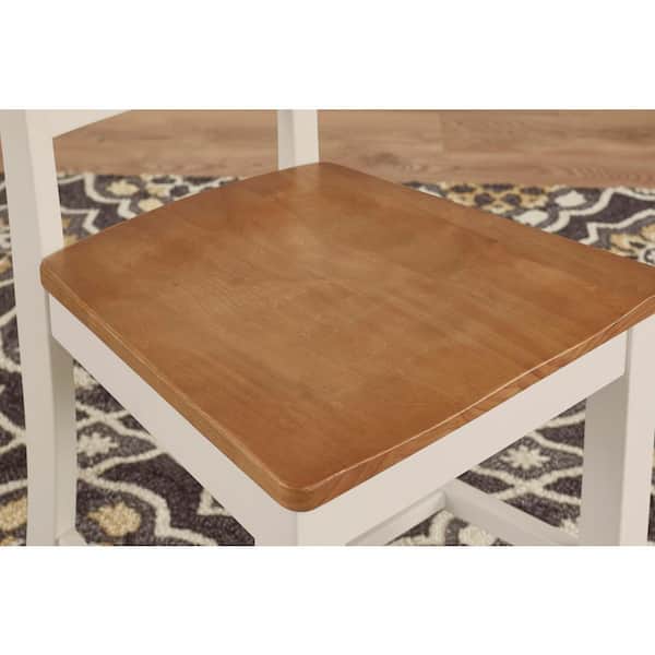 Scottsbury Ivory Wood Dining Chair with Slat Back and Honey Finish Seat (Set of 2) (16.7 in. W x 38.7 in. H)