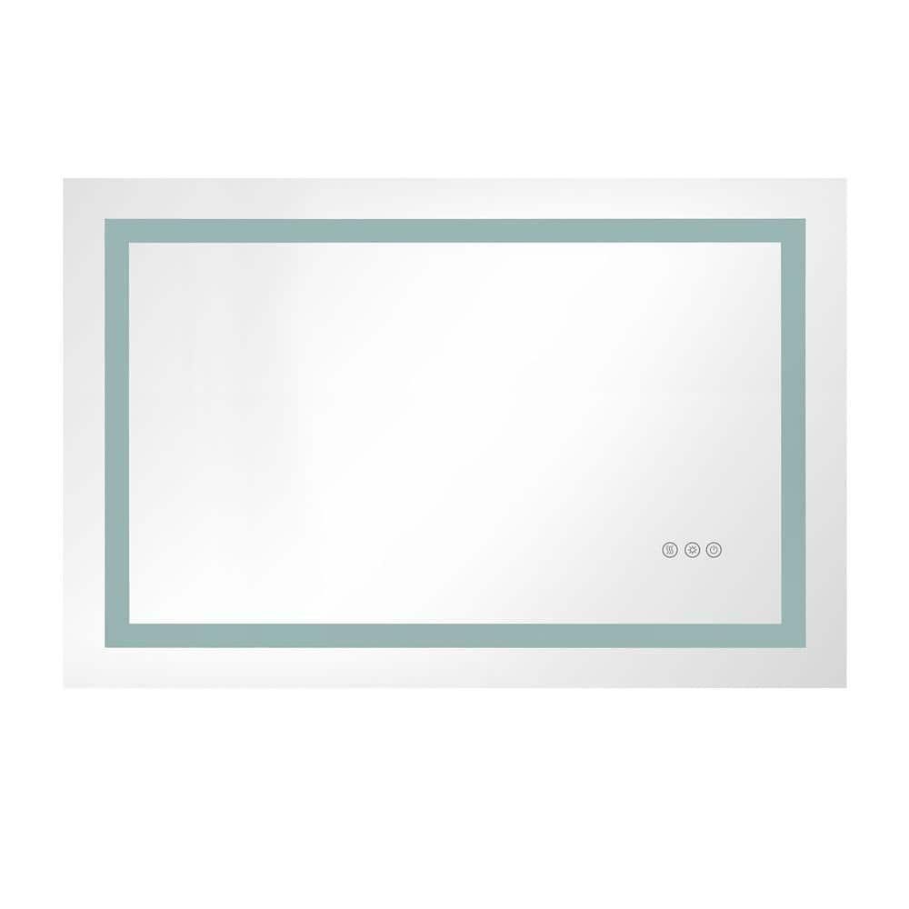 40 in. W x 30 in. H Rectangular Frameless Dimmable Anti-Fog Wall LED Bathroom Vanity Mirror in White -  WELLFOR, WA-4030-WD