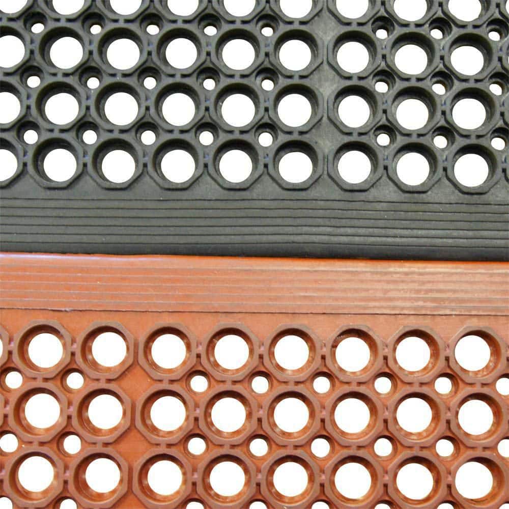 Red Non-Slip Rubber Kitchen Mat with Drainage Holes