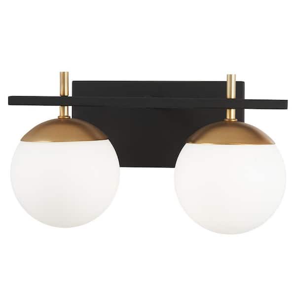 George Kovacs Alluria 2-Light Weathered Black with Autumn Gold Accents Bath Light