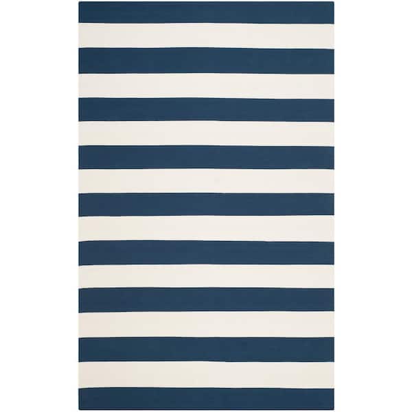 The x 10 SAFAVIEH - Depot MTK712H-8 8 ft. Area ft. Navy/Ivory Home Rug Striped Montauk