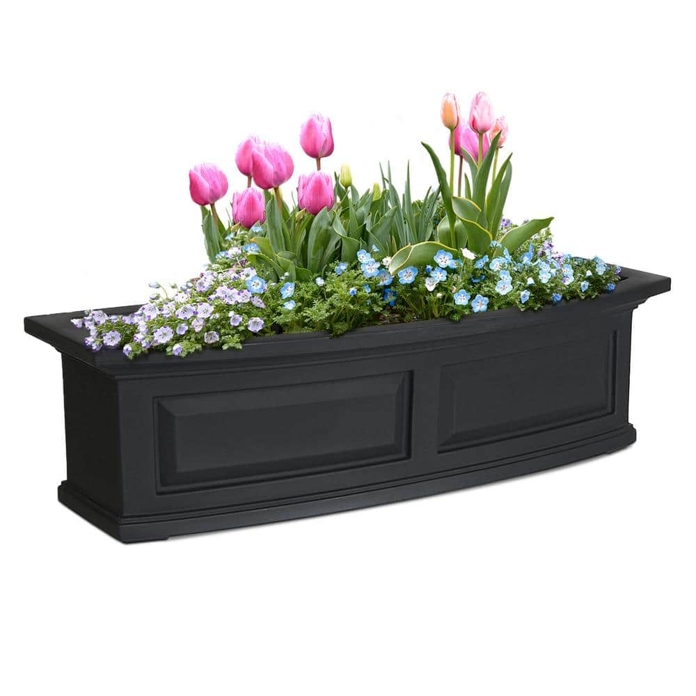 Mayne 36  x 10  x 11.5  Rectangle Black Plastic Window Box with Drainage Hole