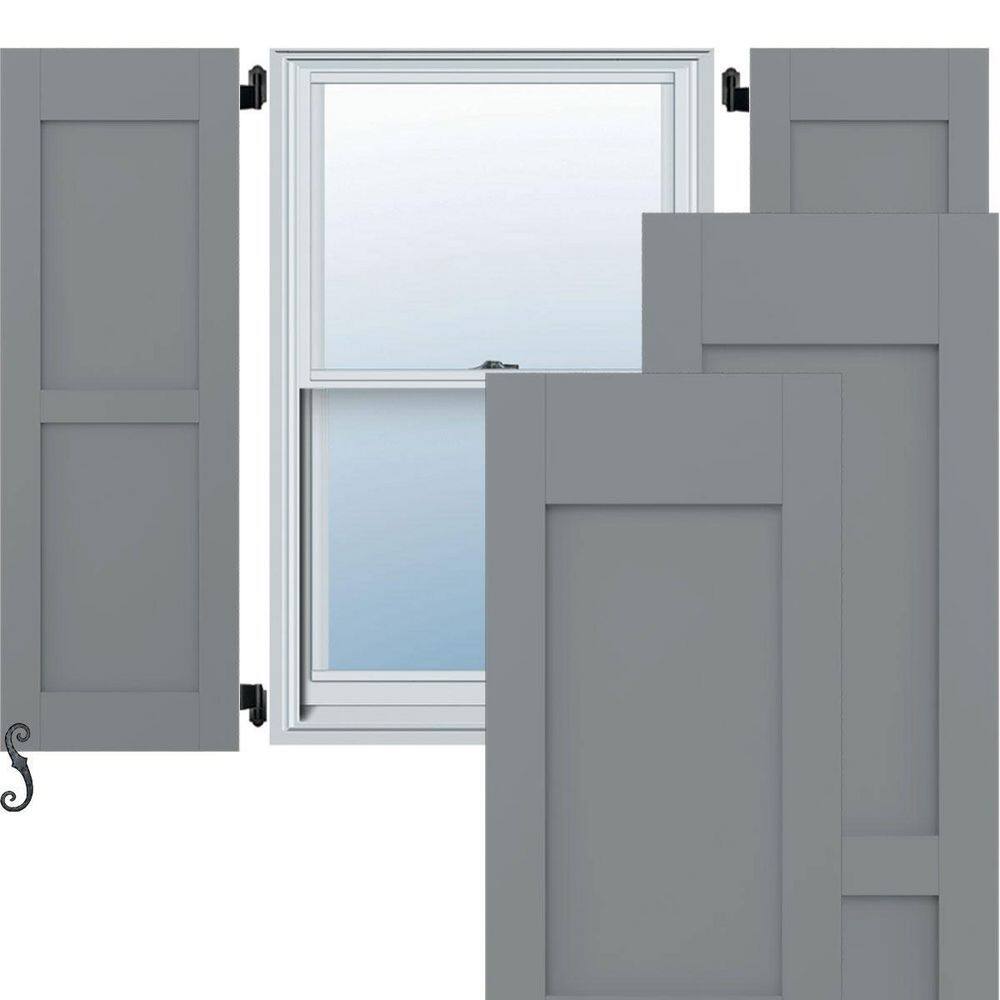 12 in. W x 59 in. H Americraft 2-Equal Flat Panel Exterior Real Wood Shutters Pair in Ocean Swell price history on PriceWatchPro