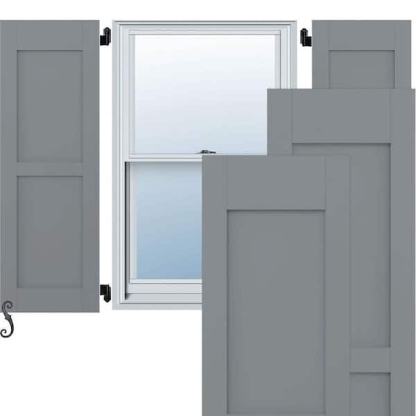 Ekena Millwork Americraft 12 in. W x 67 in. H 2-Equal Flat Panel Exterior Real Wood Shutters Per Pair in Ocean Swell