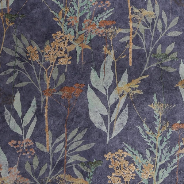 Solstice Navy Copper Wallpaper