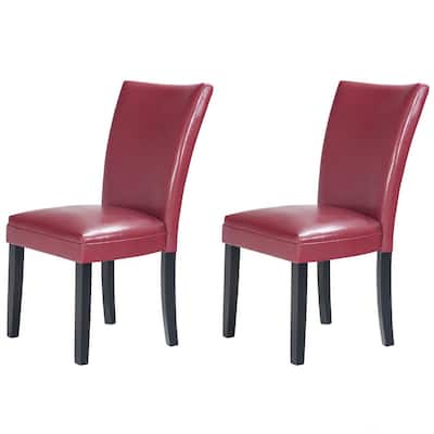 Red Parsons Chair Dining Chairs, Red Faux Leather Parsons Chairs