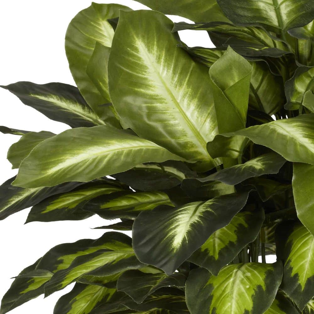 Elegant Golden Dieffenbachia 35" Silk Tabletop Arrangement in Hexagon Pot
