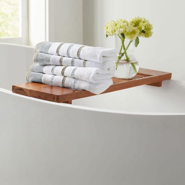 FRESHFOLDS Glacier Grey / Cappuccino Premium Cotton 4-Pack Decorative Hand Towel Set