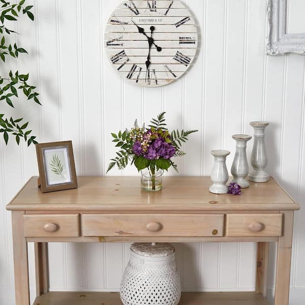 29 in. Multi-Colored Artificial Hydrangea in Brown Vase