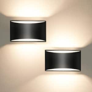 8.03 in. 1-Light Black Modern Lantern Wall Sconce, Up and Down Wall Mount Light Living Room Bedroom Hallway (2-Pack)