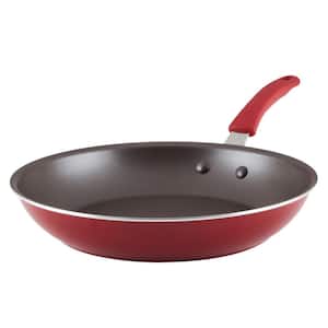 Cook + Create 12 .5 in. Aluminum Nonstick Frying Pan in Red
