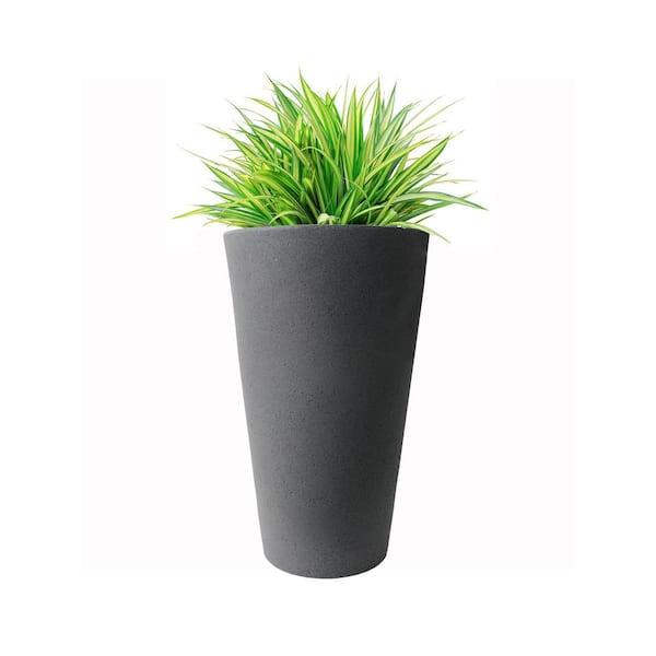 Algreen 30 in. Tall Crete Plastic Planter, Warm Gray 89818 - The
