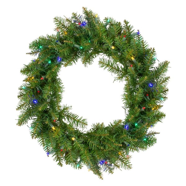 Northlight 24 in. Green Pre-Lit Rockwood Pine Artificial Christmas Wreath with 50 Multi LED Lights