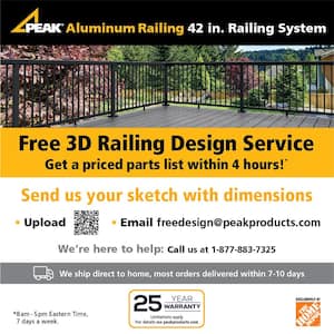 42 in. H x 4 in. W Black Aluminum Deck Railing End Post