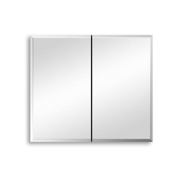 Unbranded Audriana 30 in. W x 26 in. H Large Rectangular Silver Aluminum Recessed or Surface Mount Medicine Cabinet with Mirror