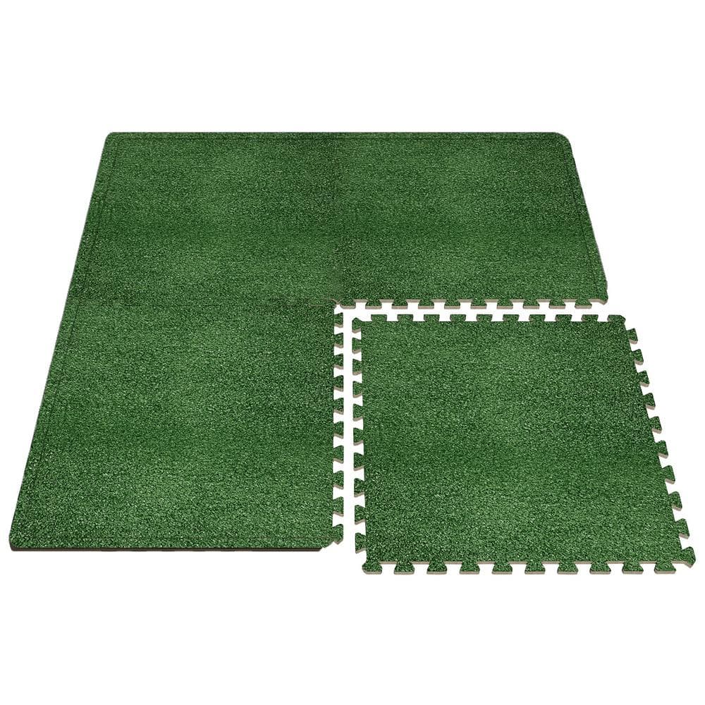 Sorbus 25" Green Interlocking Grass Foam Floor Mat