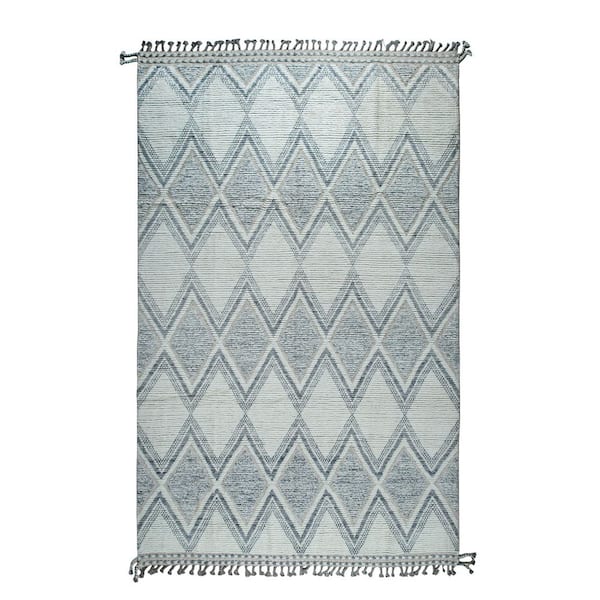 Ivory Hand-Knotted Wool Contemporary Marrakech Handspun, Timeless Elegance for Living Room, 6 ft. x 10 ft. Area Rug