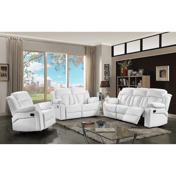 White leather reclining discount sofa