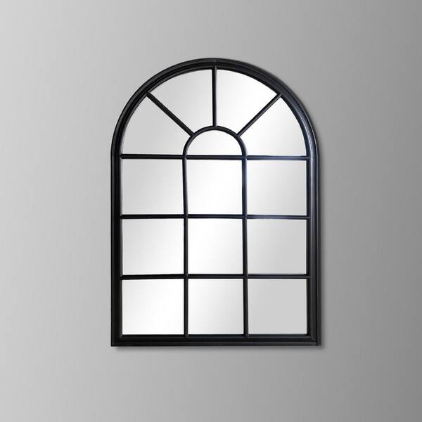 Window Pane Inspired Classic 36 in. W x 52 in. H Arch Solid Wood Framed ...